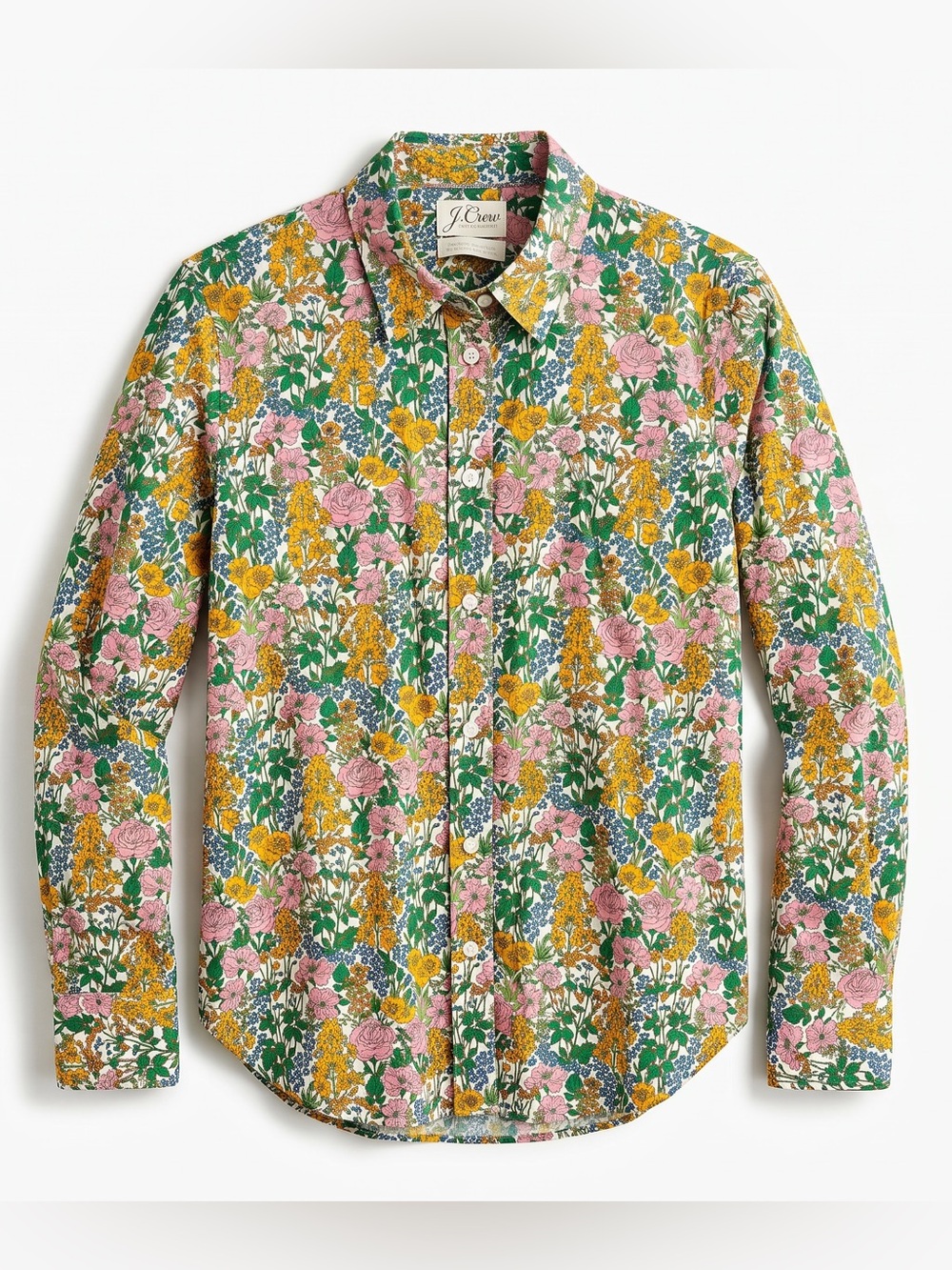 J.Crew Liberty Fabric Floral Shirt Womens 10 Pink Cotton Slim Fit Button Up